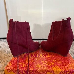 Mix No. 6 Women's Red Wedge Booties